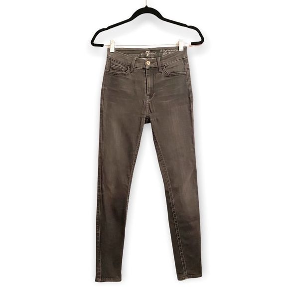 7 For All Mankind High Rise Ankle Skinny, Gray, Size 25 - Picture 3 of 5